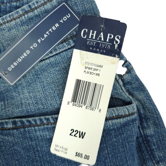 Chaps Capri Jeans Slimming Fit Plus Size 22W High Rise NWT Stretch Med Wash Crop - Picture 4 of 12